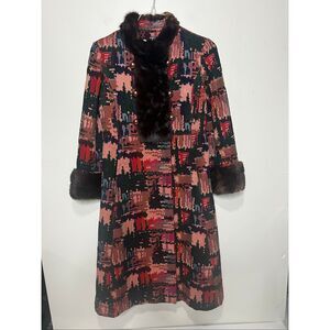 A Golet Original 1960’s Vintage Tapestry Mink Fur Trim Coat